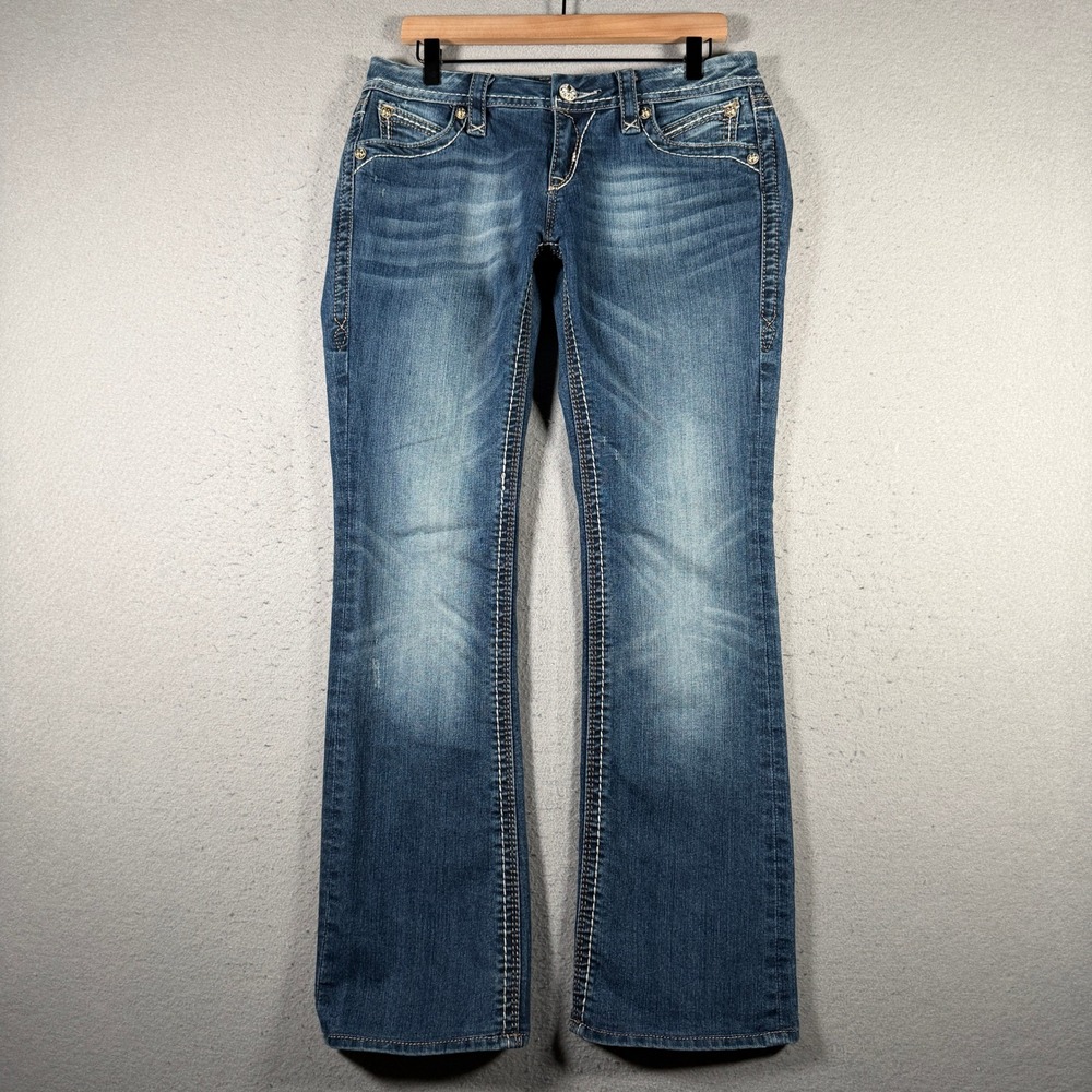 Rock Revival Leah Easy Boot Jeans Womens 28 Medium Wash Blue EB305EB3X Stitch